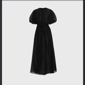 Sir the Label Franc Puff Black Midi Dress